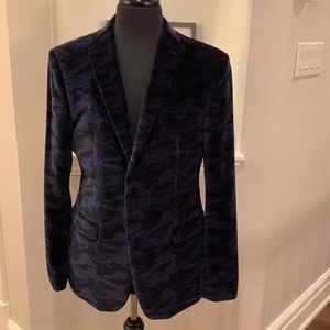 John Varvatos navy camo velvet suit jacket